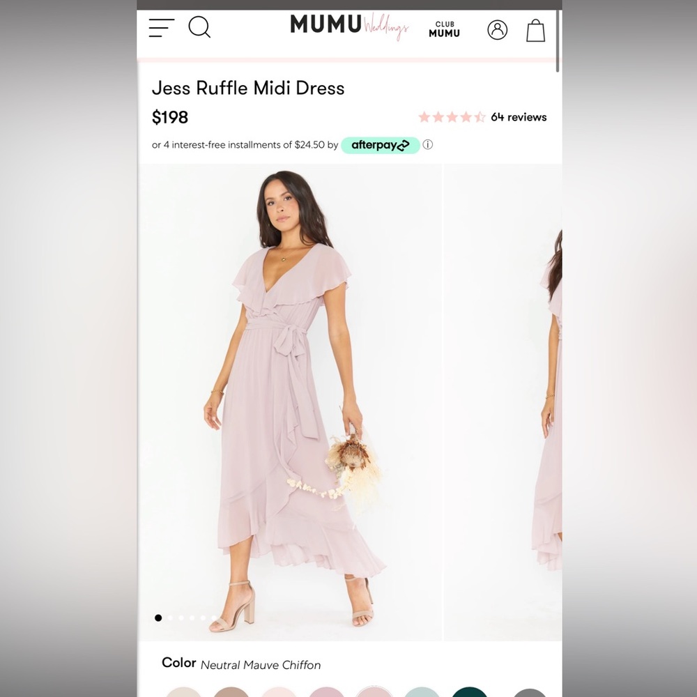 MUMU Jess Ruffle Mini Dress- Color: Neutral Mauve Chiffon- Never worn with tags